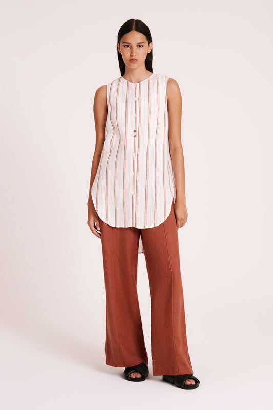 AISHA LINEN SLEEVELESS SHIRT