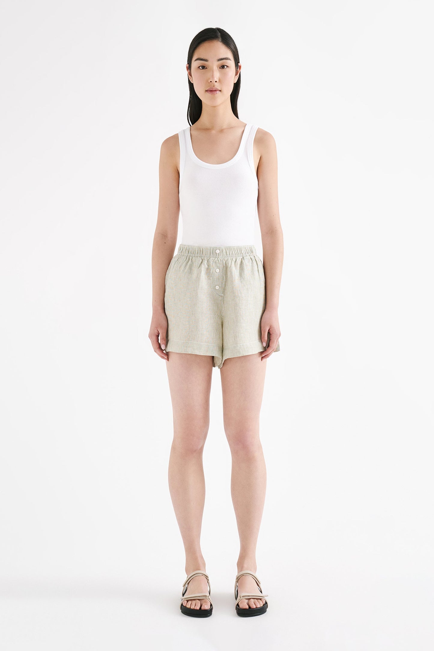 LOUNGE STRIPE LINEN SHORT