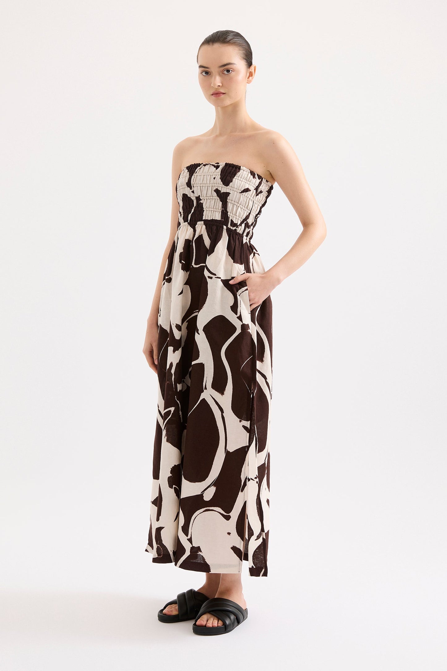 OMBRA SHIRRED MAXI DRESS