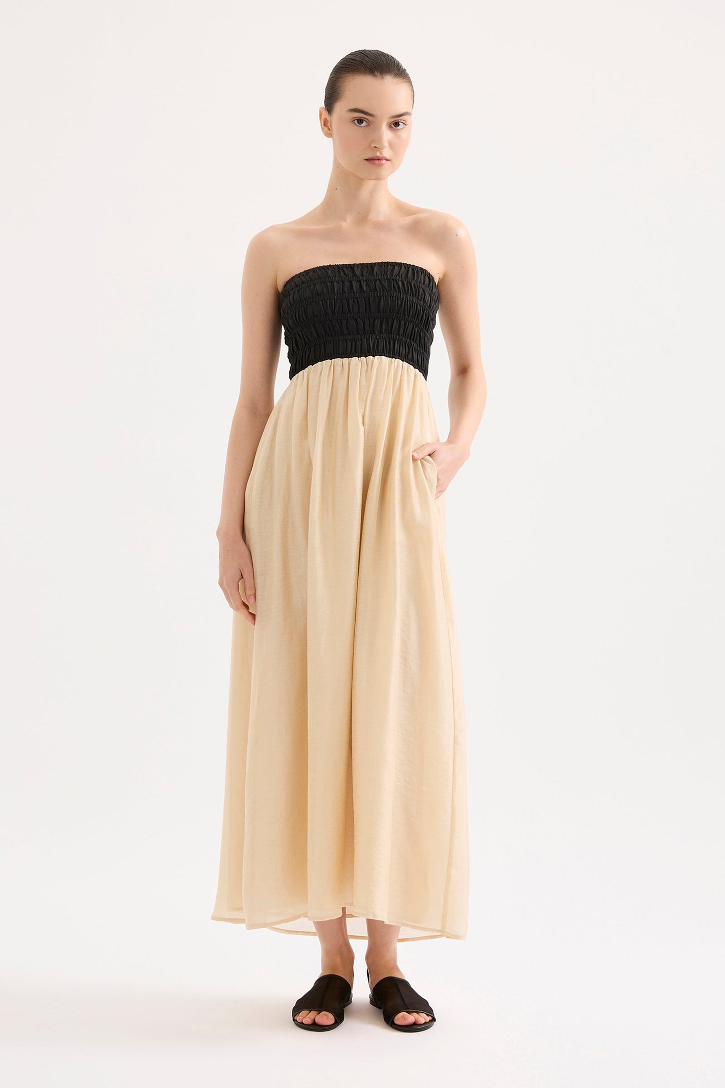 FRANCES SHIRRED MAXI DRESS