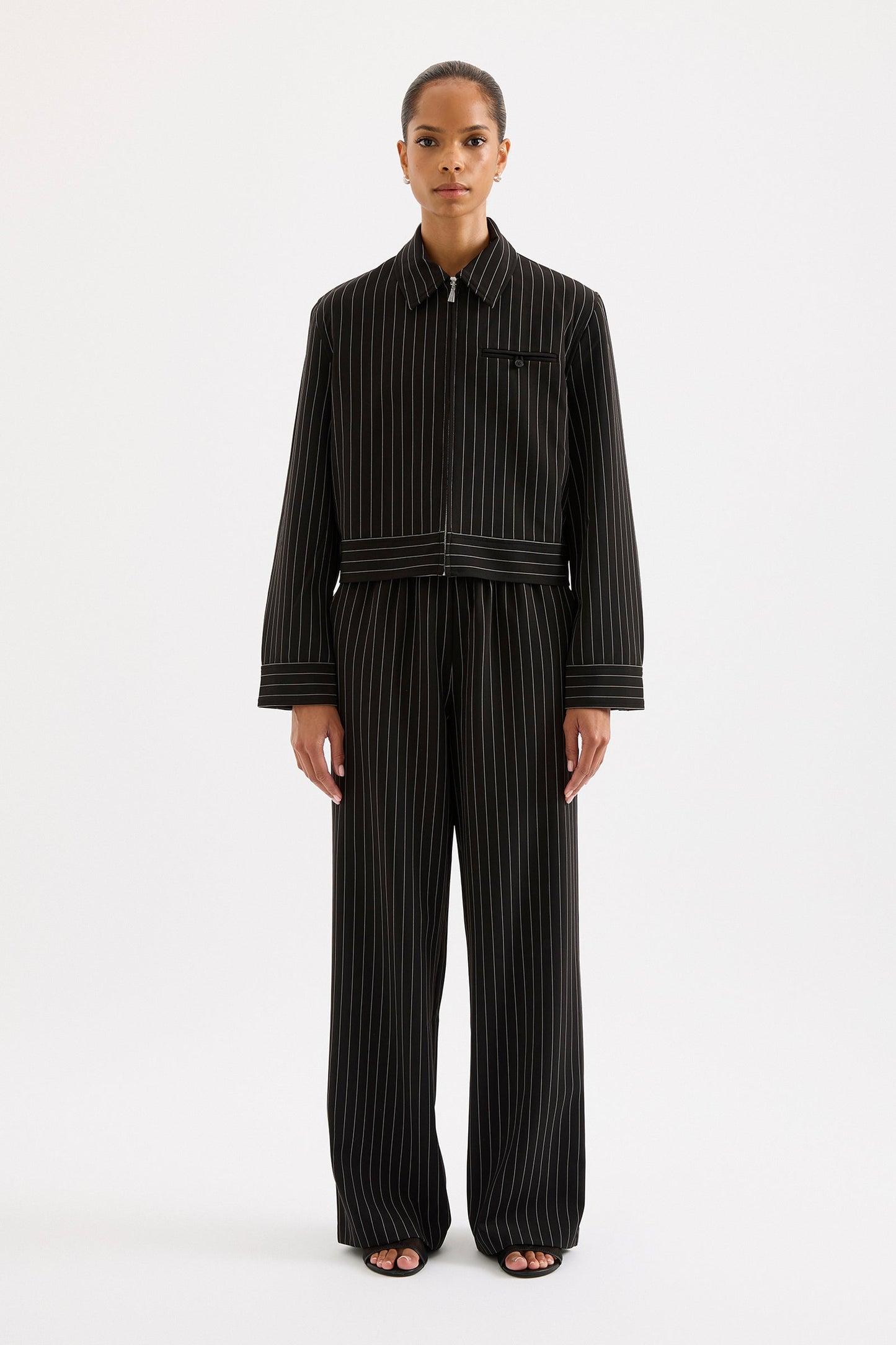 MAEVE PINSTRIPE BOMBER