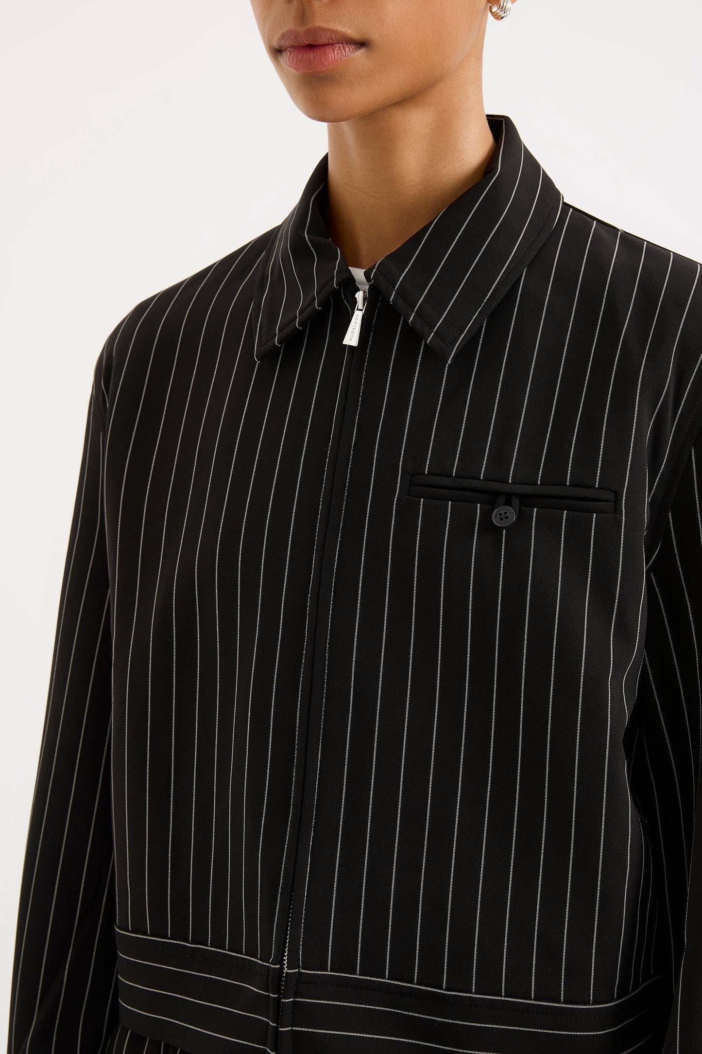 MAEVE PINSTRIPE BOMBER