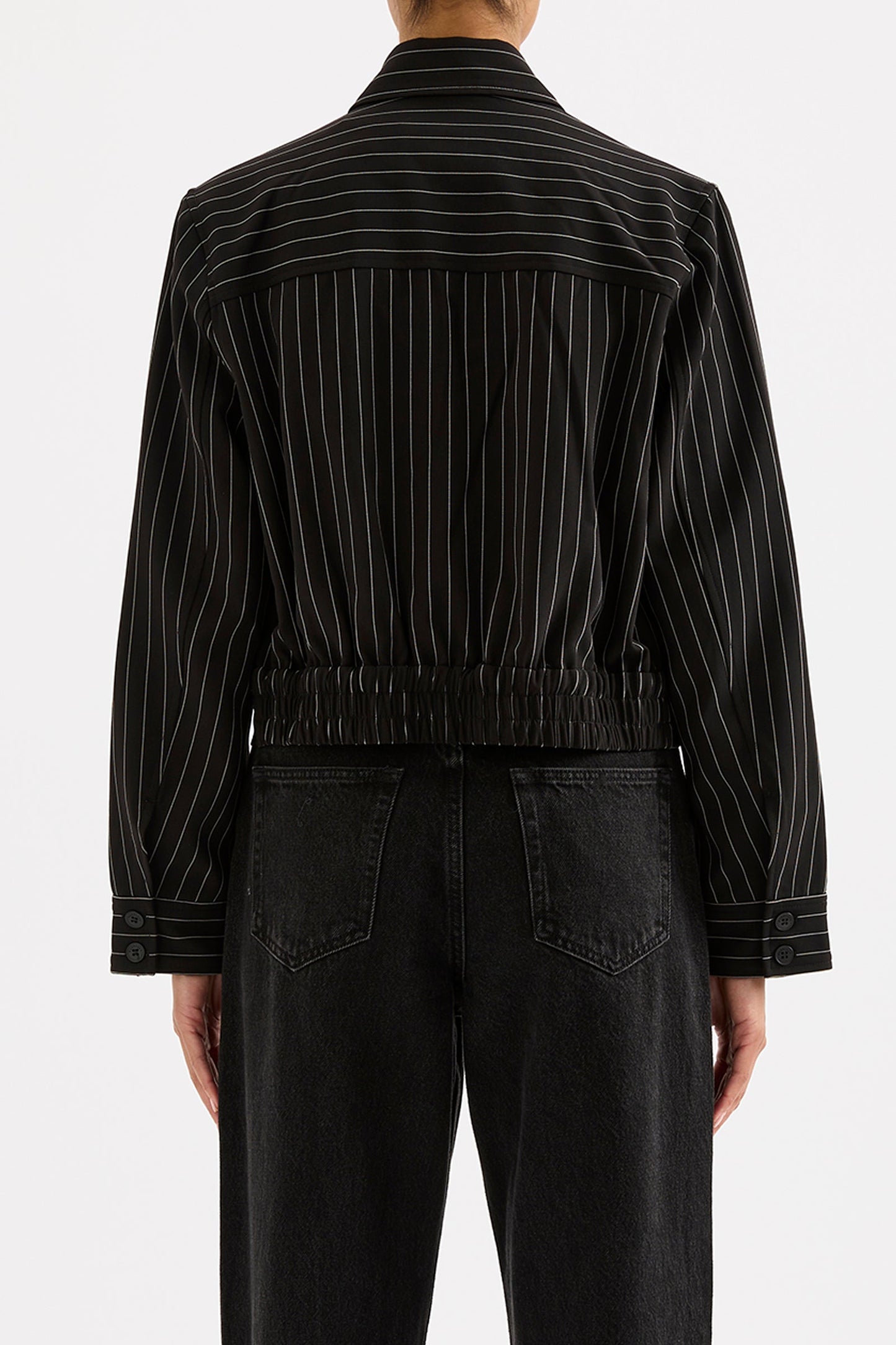 MAEVE PINSTRIPE BOMBER