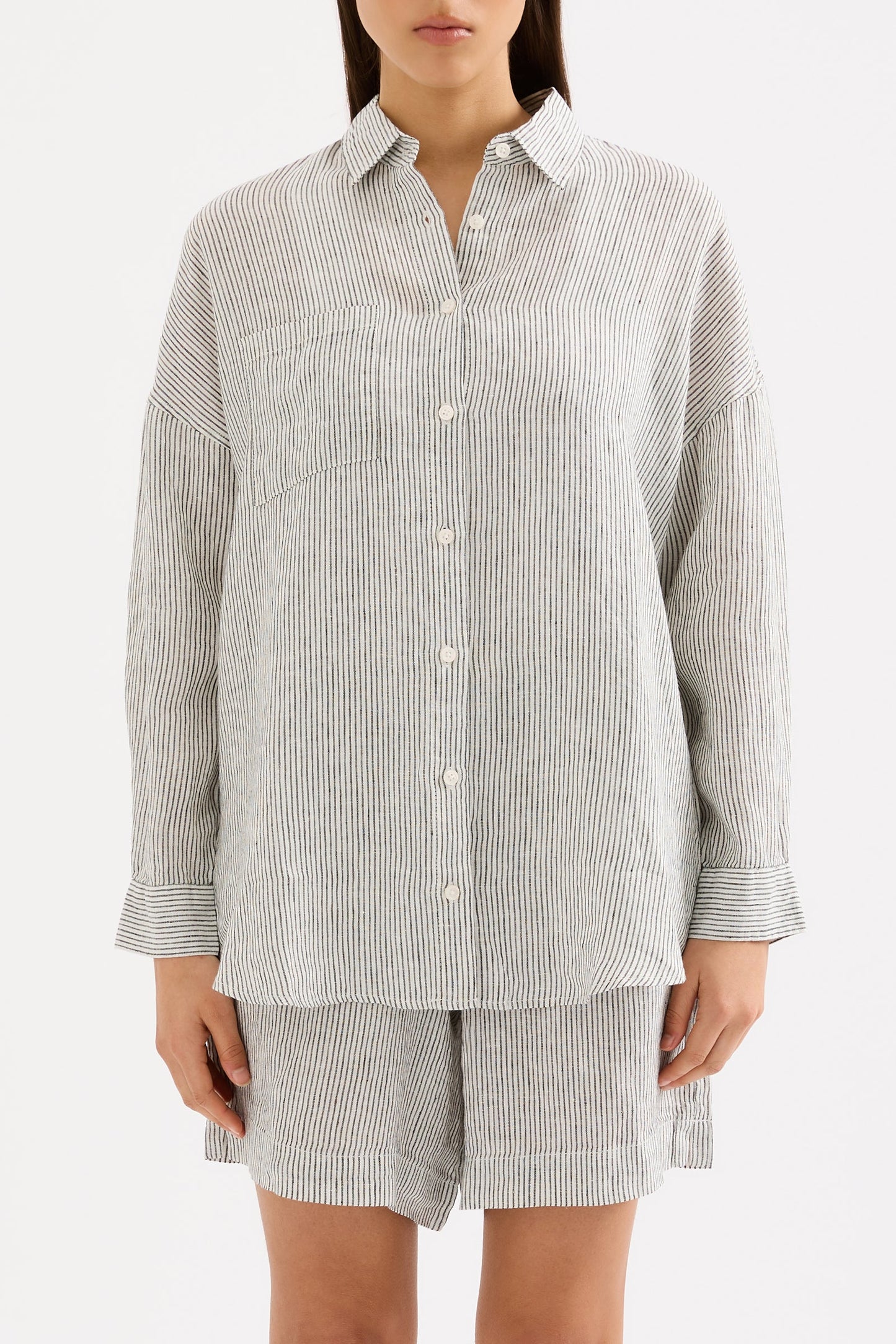 LOUNGE HERITAGE STRIPE LINEN SHIRT