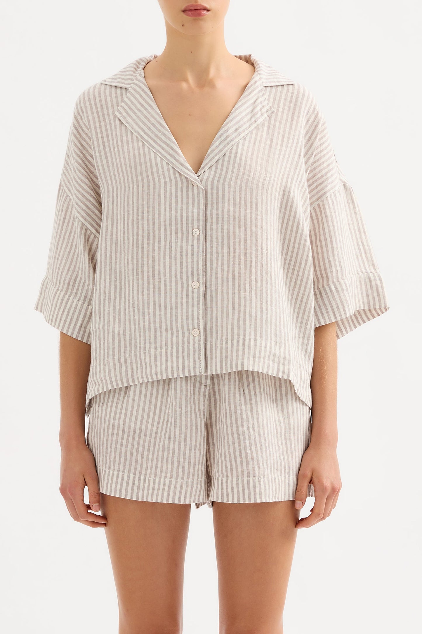 LOUNGE STRIPE LINEN SHIRT