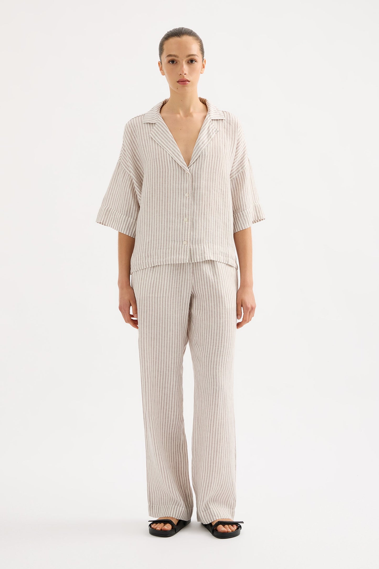 LOUNGE STRIPE LINEN PANT