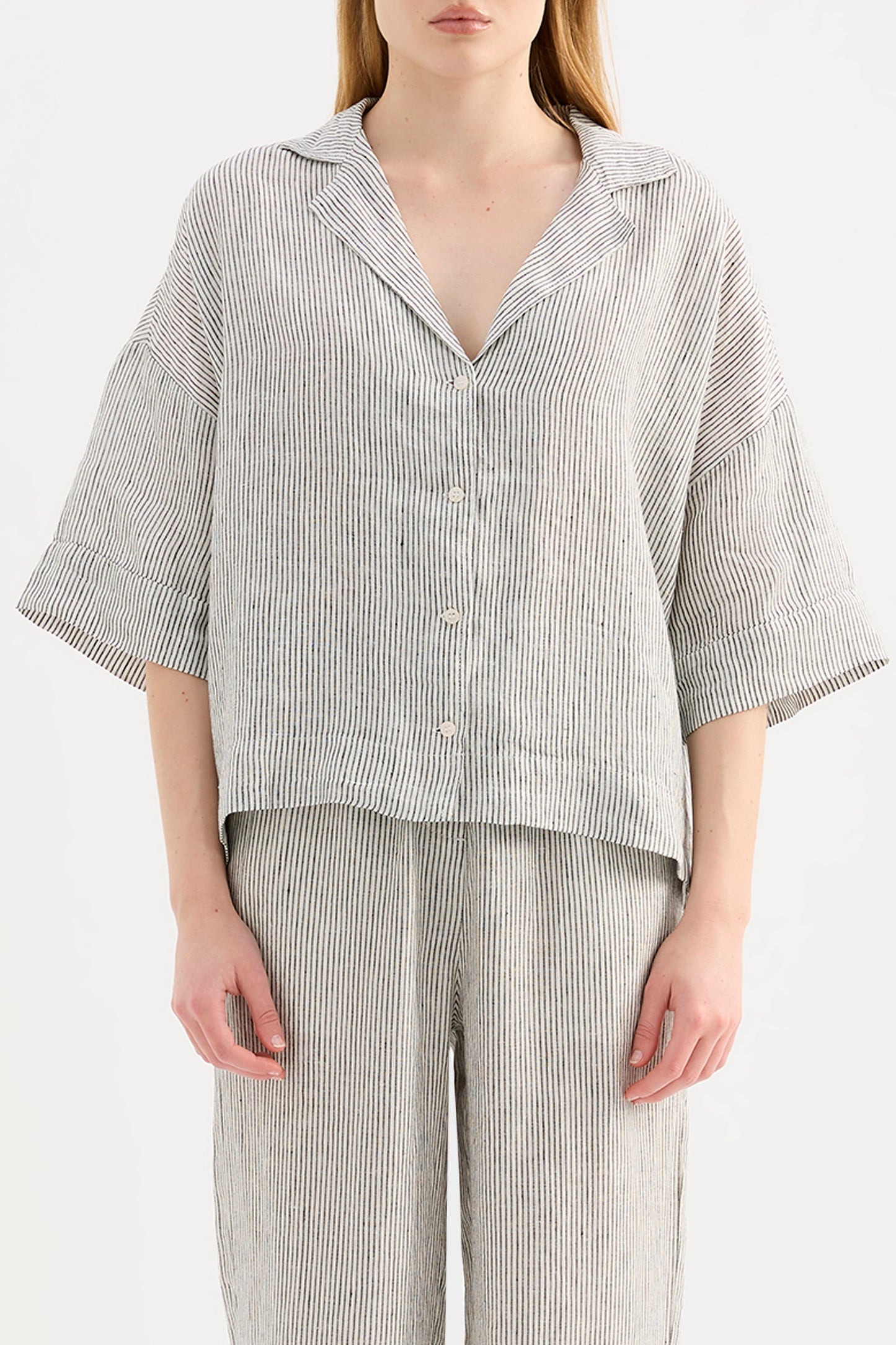 LOUNGE STRIPE LINEN SHIRT
