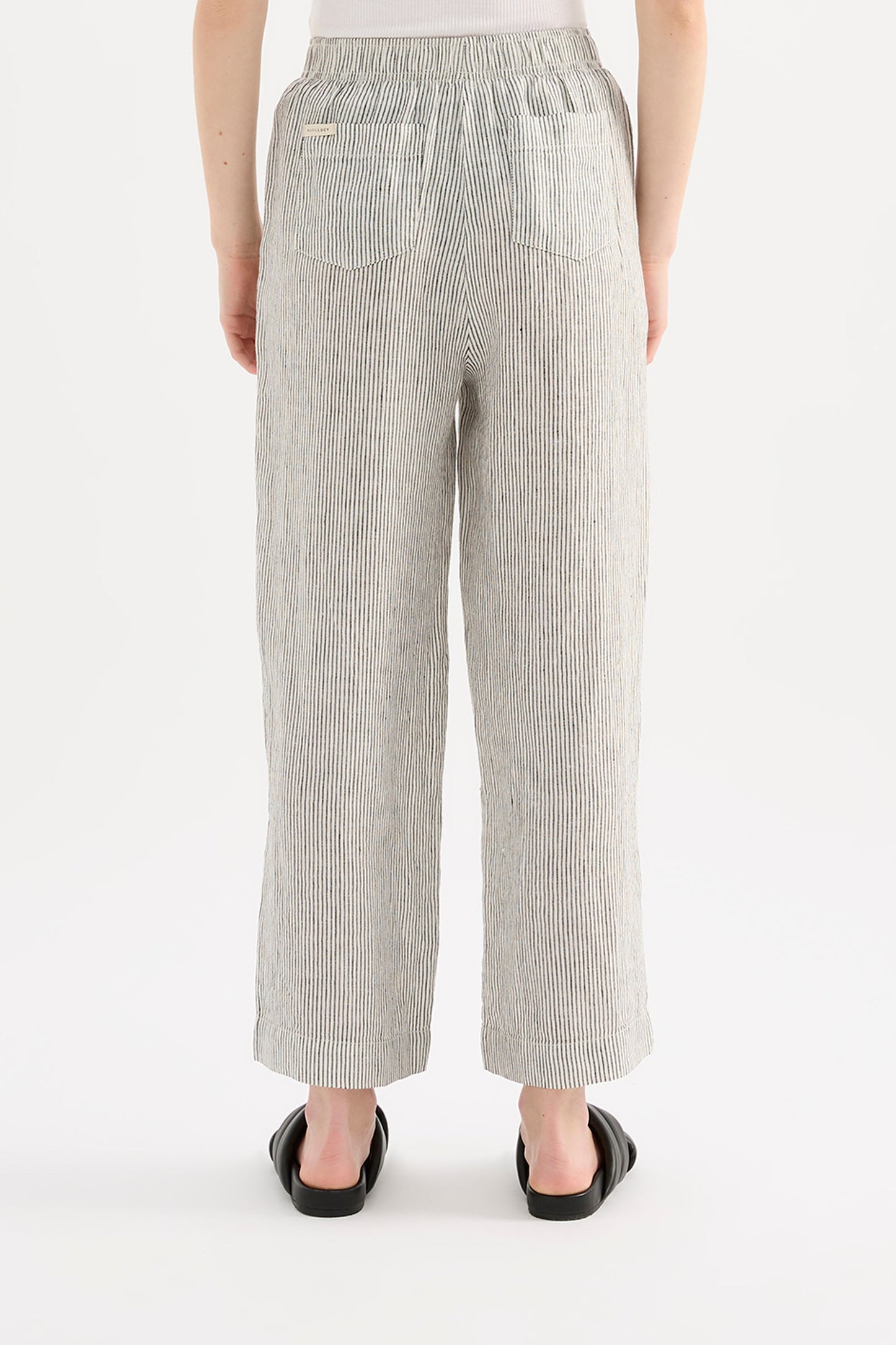 LOUNGE STRIPE LINEN CROP PANT
