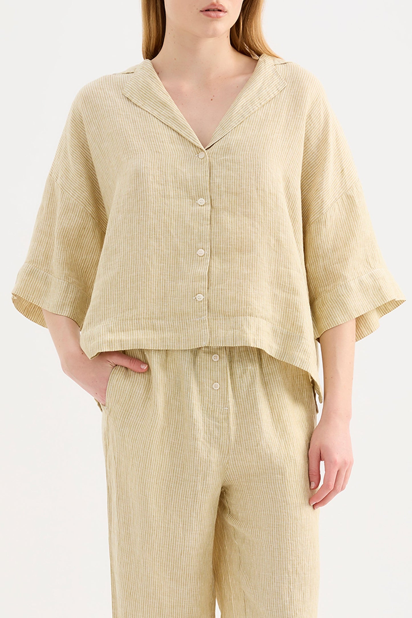 LOUNGE STRIPE LINEN SHIRT