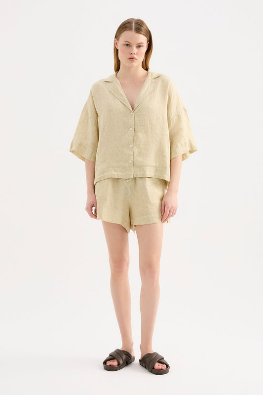 LOUNGE STRIPE LINEN SHORT