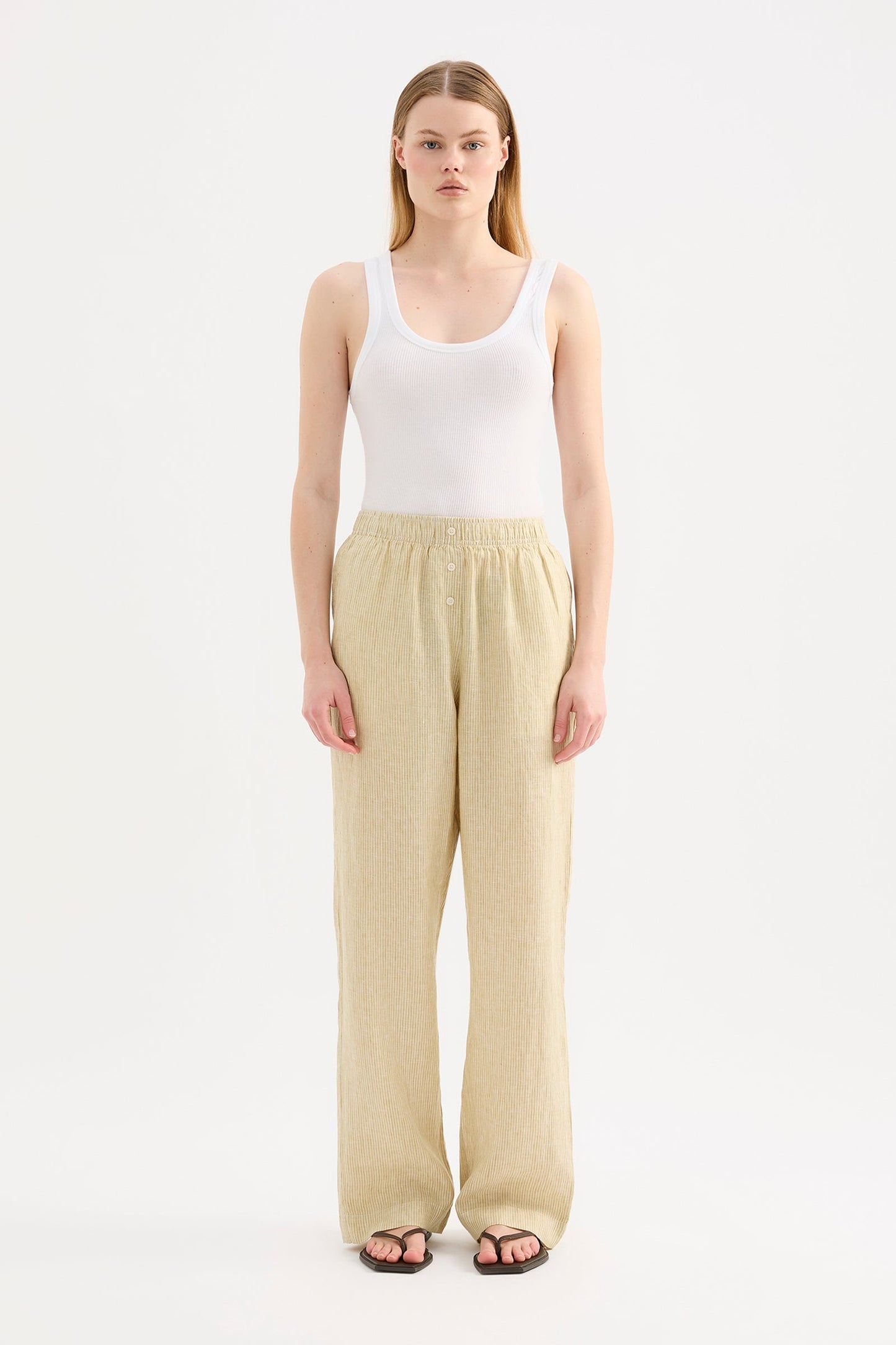 LOUNGE STRIPE LINEN PANT