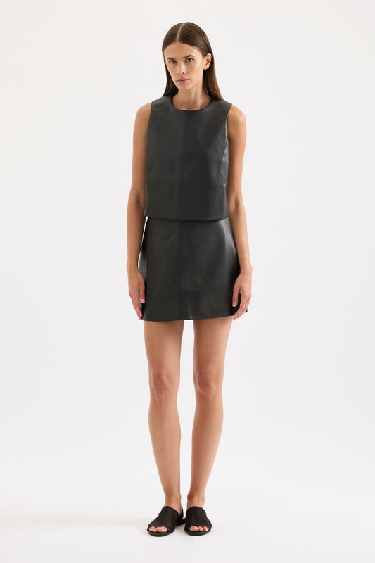 BEAUMONT VEGAN LEATHER MINI SKIRT