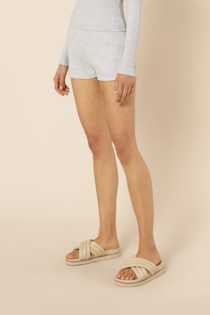NUDE RIBBED LOUNGE SHORT