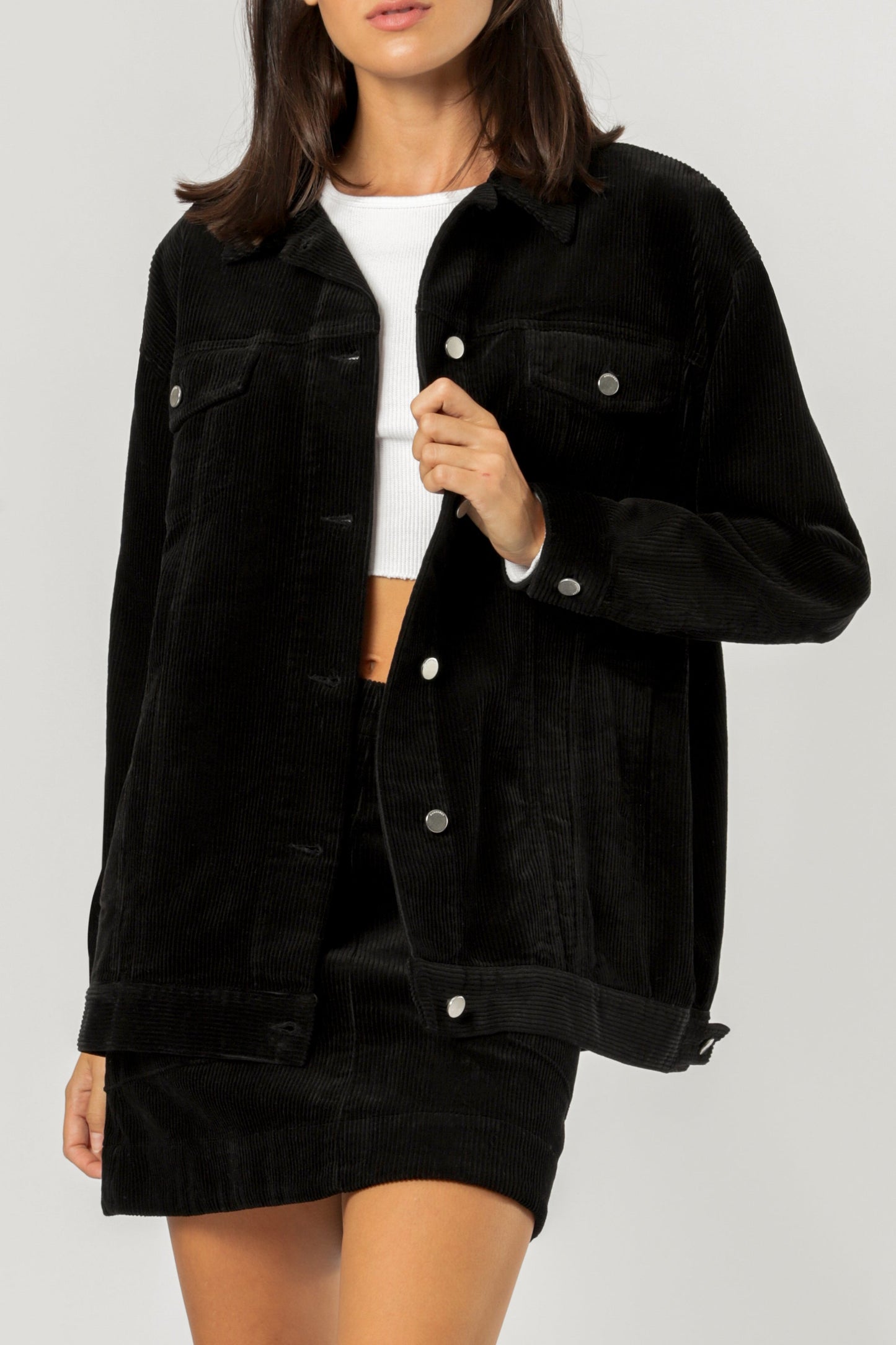 CORDUROY LONGLINE TRUCKER JACKET