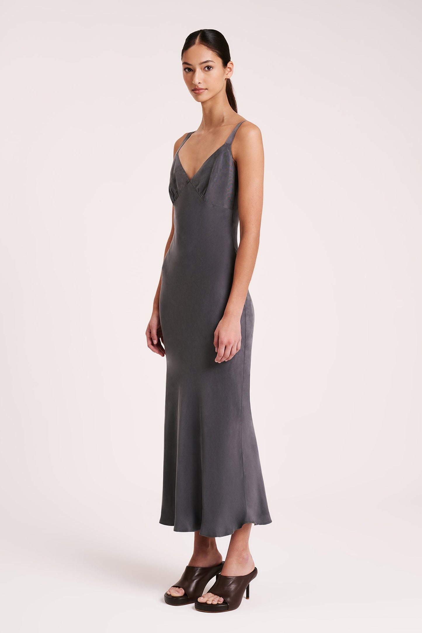RONI CUPRO SLIP DRESS