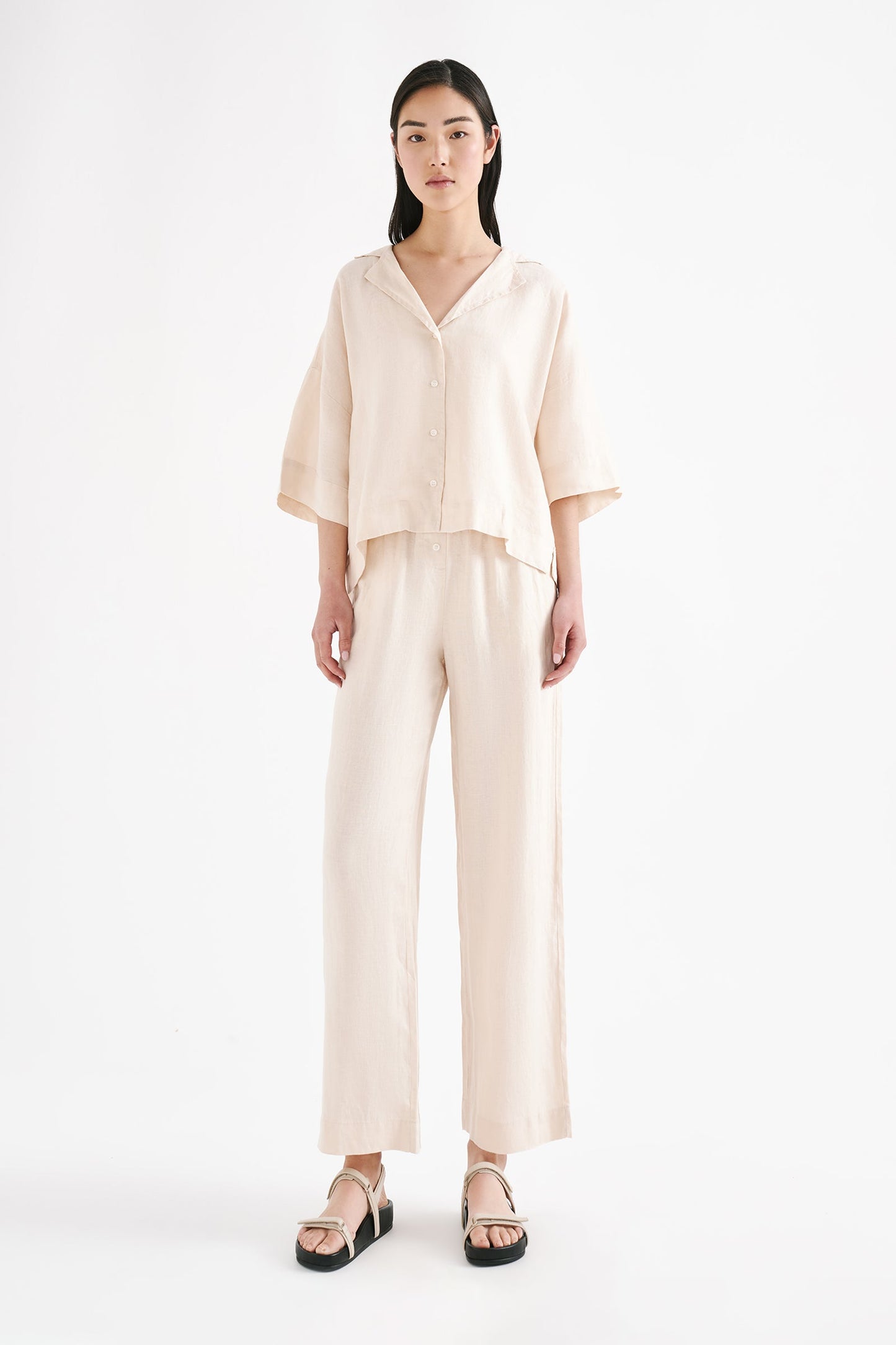 LOUNGE LINEN CROP PANT