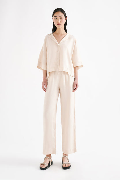 LOUNGE LINEN CROP PANT