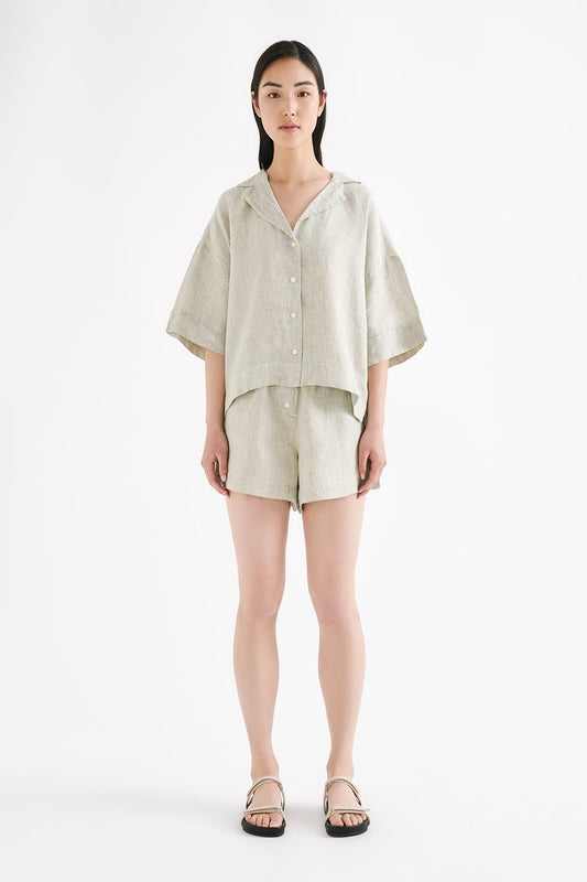 LOUNGE STRIPE LINEN SHORT