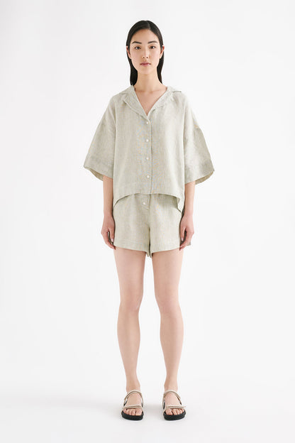 LOUNGE STRIPE LINEN SHORT
