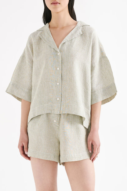 LOUNGE STRIPE LINEN SHIRT