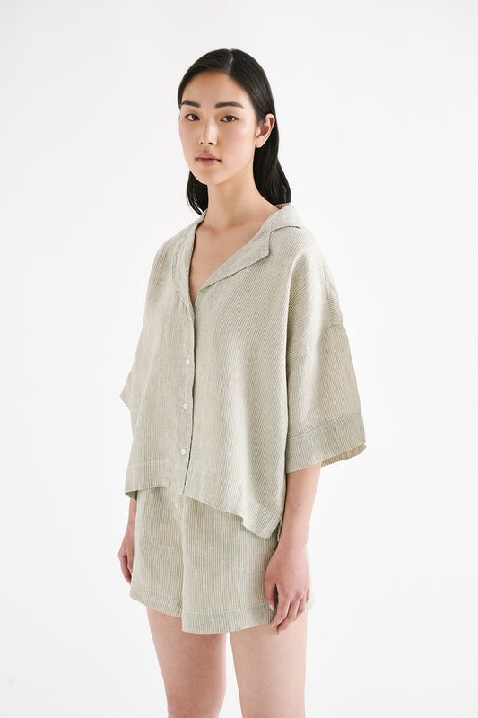 LOUNGE STRIPE LINEN SHIRT