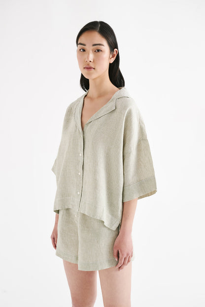 LOUNGE STRIPE LINEN SHIRT