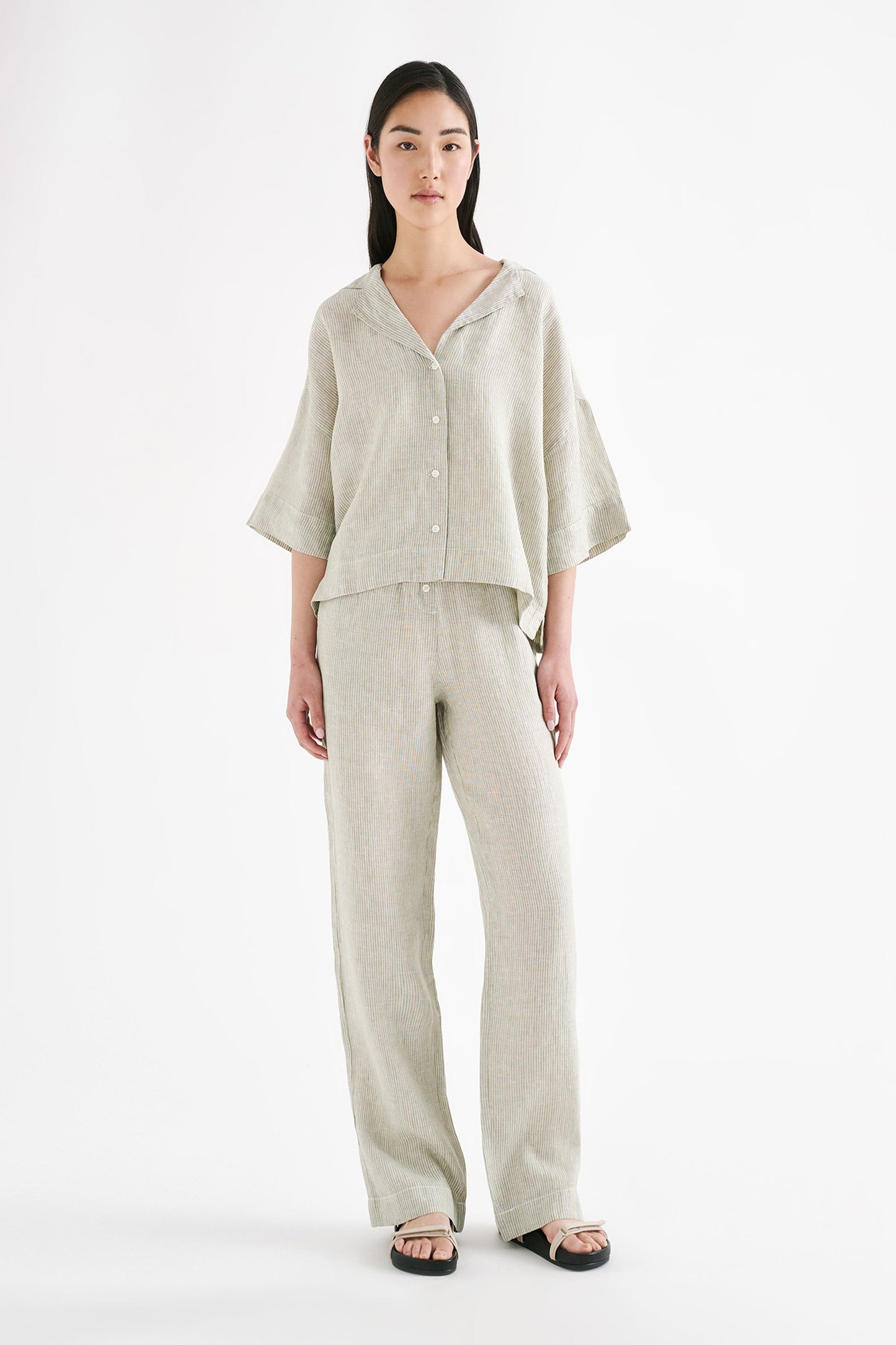 LOUNGE STRIPE LINEN SHIRT