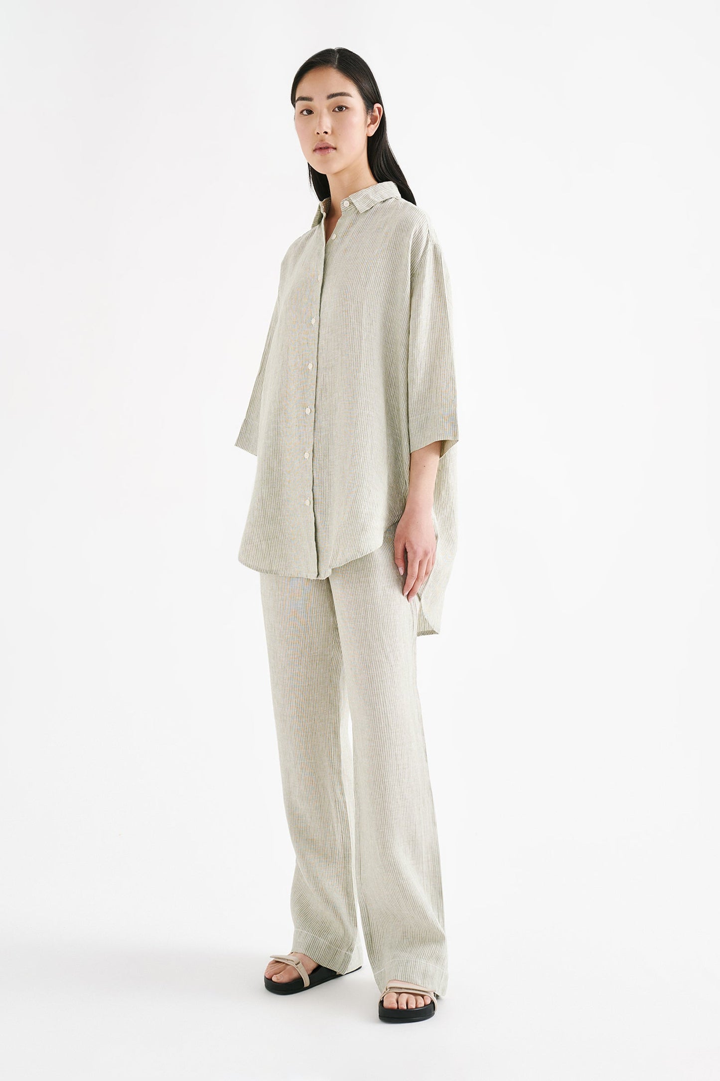 LOUNGE STRIPE LINEN PANT