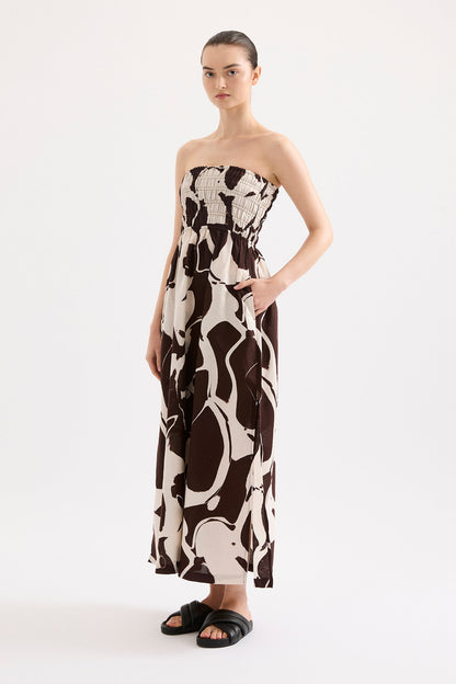 OMBRA SHIRRED MAXI DRESS