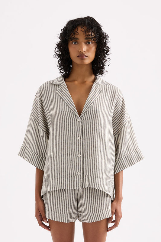 LOUNGE STRIPE LINEN SHIRT
