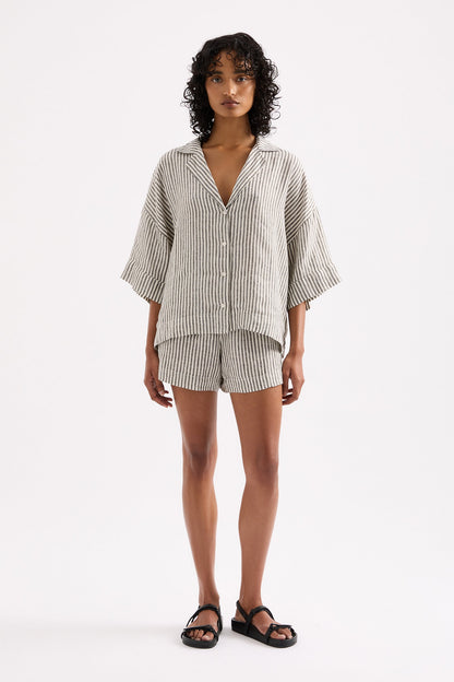 LOUNGE STRIPE LINEN SHIRT