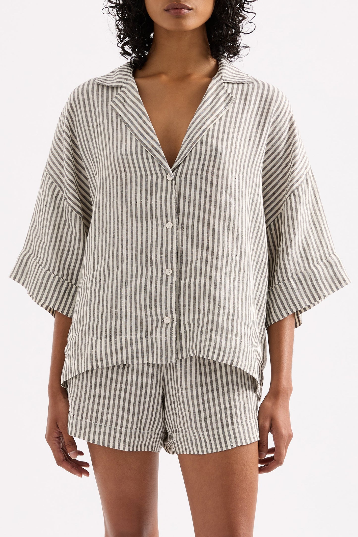 LOUNGE STRIPE LINEN SHIRT