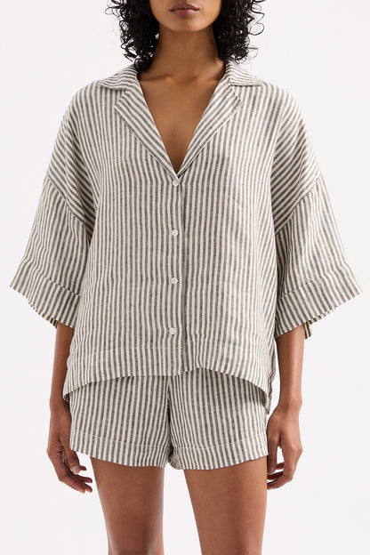 LOUNGE STRIPE LINEN SHIRT