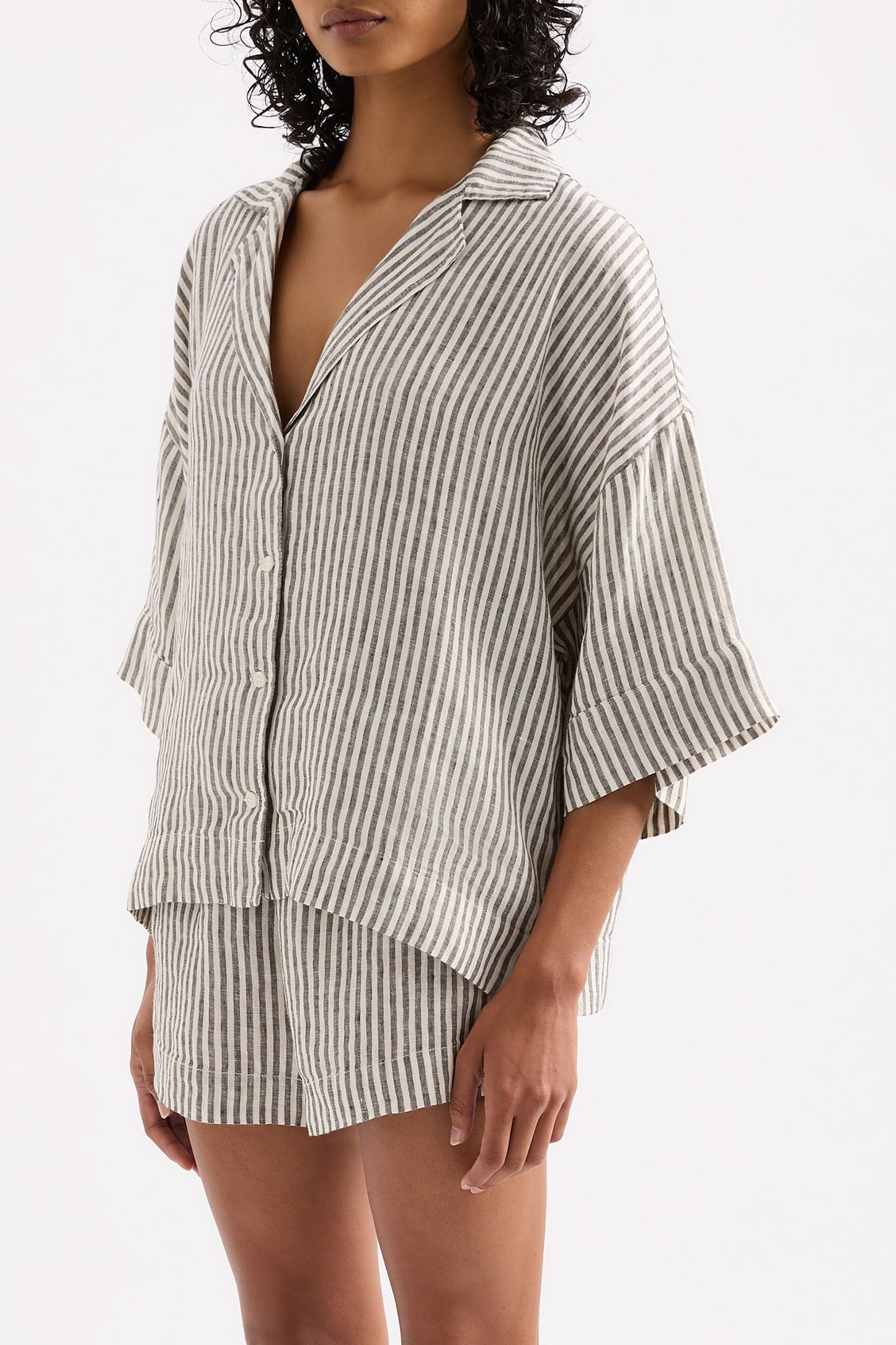 LOUNGE STRIPE LINEN SHIRT