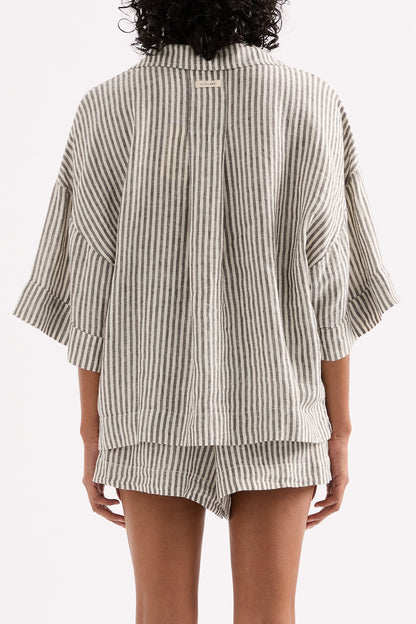 LOUNGE STRIPE LINEN SHIRT