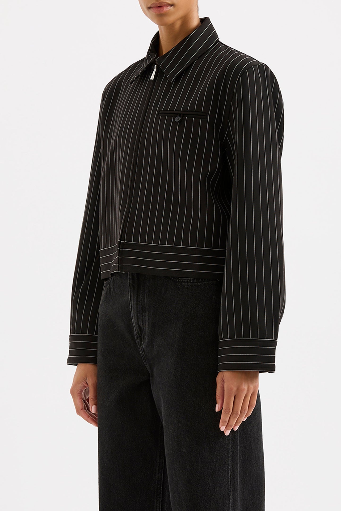 MAEVE PINSTRIPE BOMBER