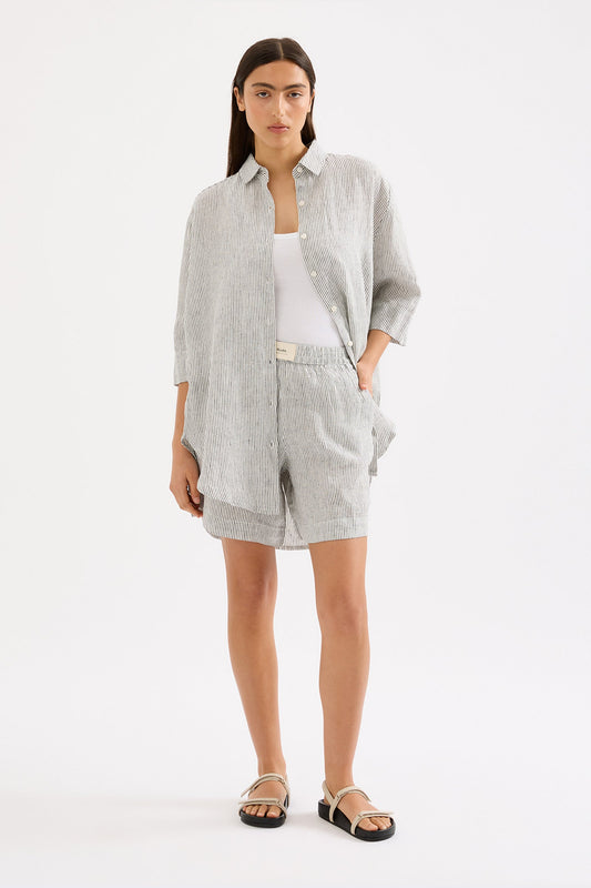 LOUNGE HERITAGE STRIPE LINEN SHORT