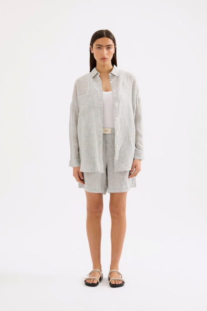 LOUNGE HERITAGE STRIPE LINEN SHIRT
