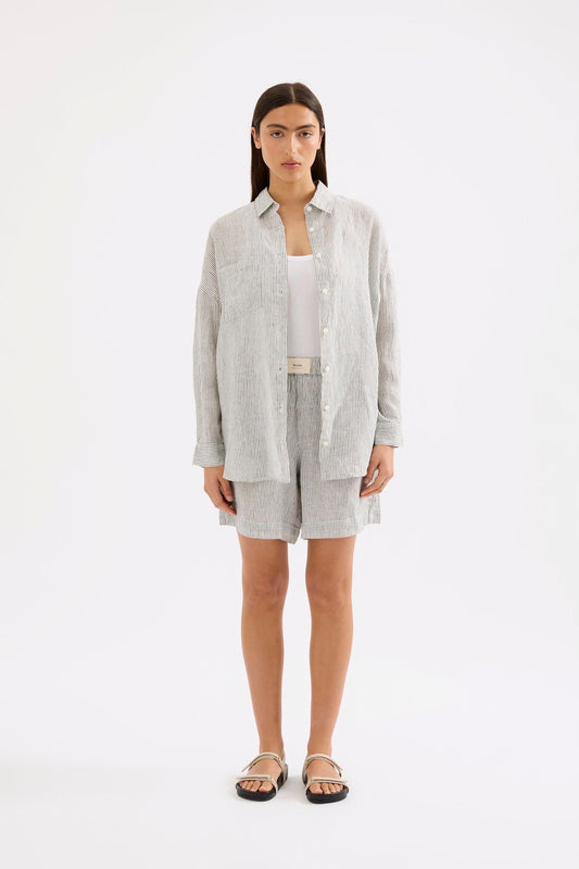 LOUNGE HERITAGE STRIPE LINEN SHIRT