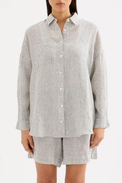 LOUNGE HERITAGE STRIPE LINEN SHIRT