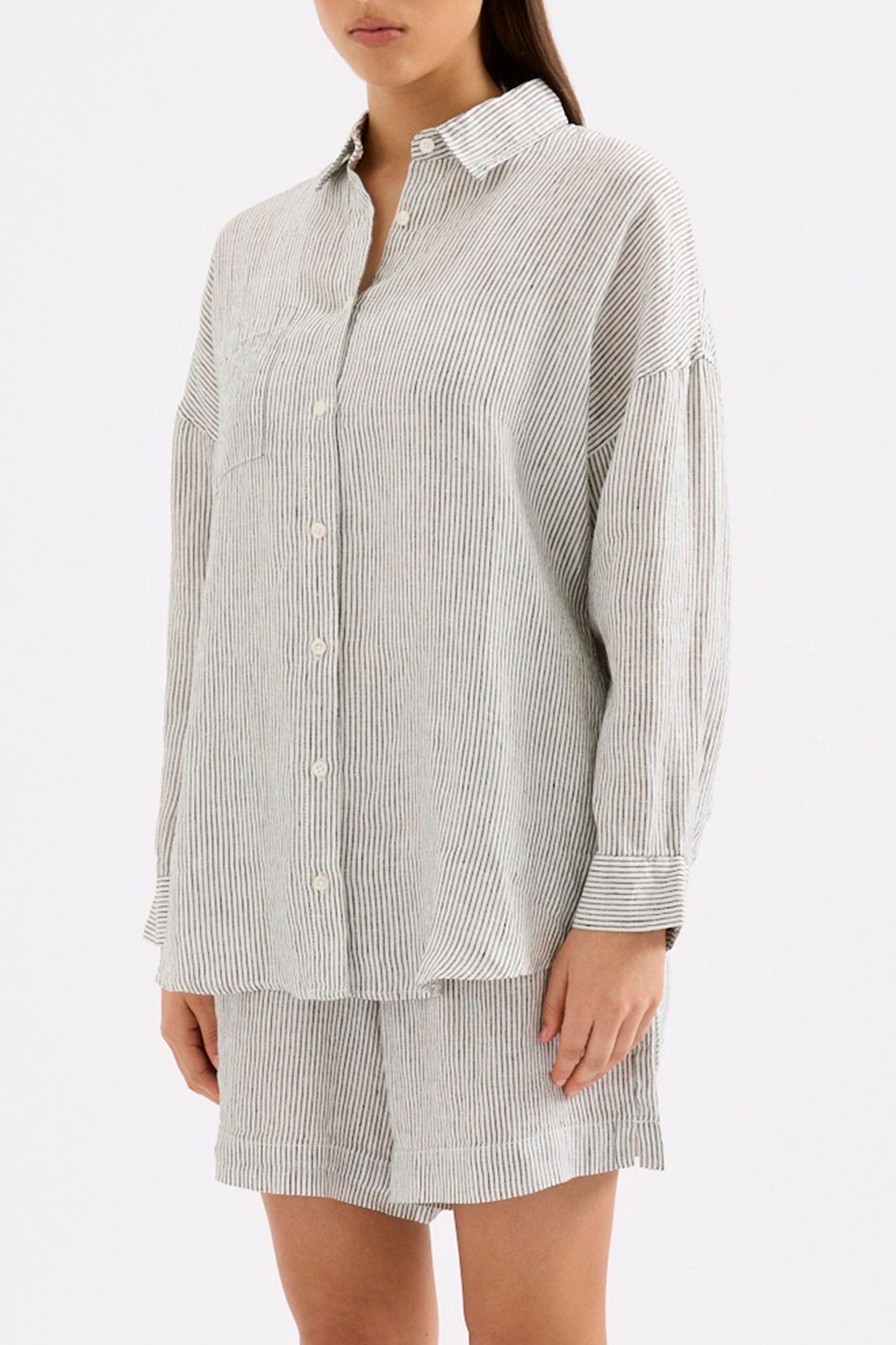 LOUNGE HERITAGE STRIPE LINEN SHIRT