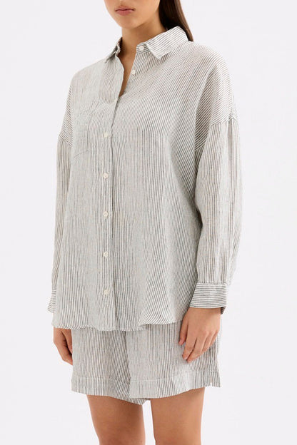 LOUNGE HERITAGE STRIPE LINEN SHIRT