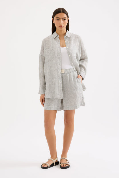 LOUNGE HERITAGE STRIPE LINEN SHIRT
