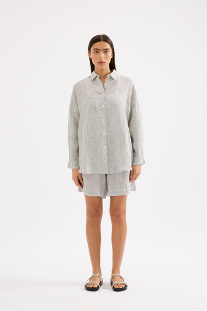 LOUNGE HERITAGE STRIPE LINEN SHORT