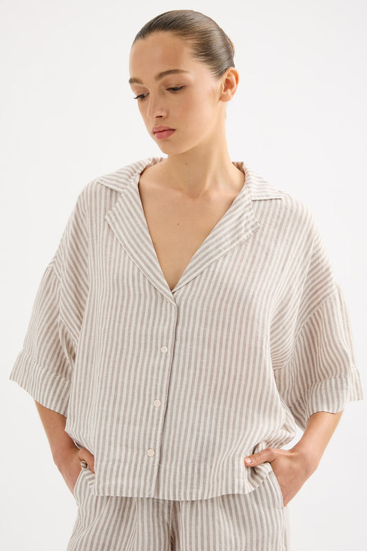 LOUNGE STRIPE LINEN SHIRT