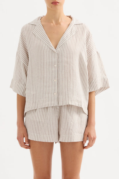 LOUNGE STRIPE LINEN SHIRT