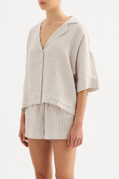 LOUNGE STRIPE LINEN SHIRT