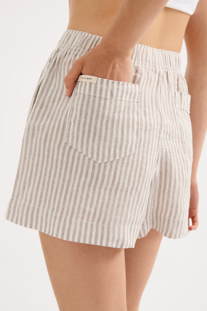 LOUNGE STRIPE LINEN SHORT