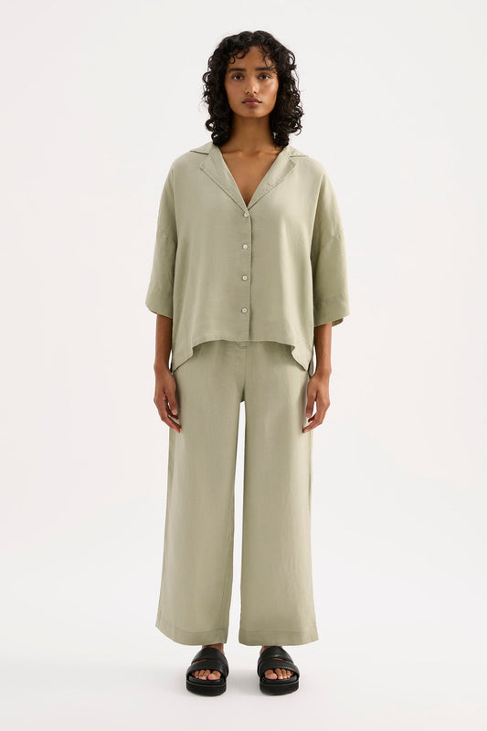 LOUNGE LINEN CROP PANT