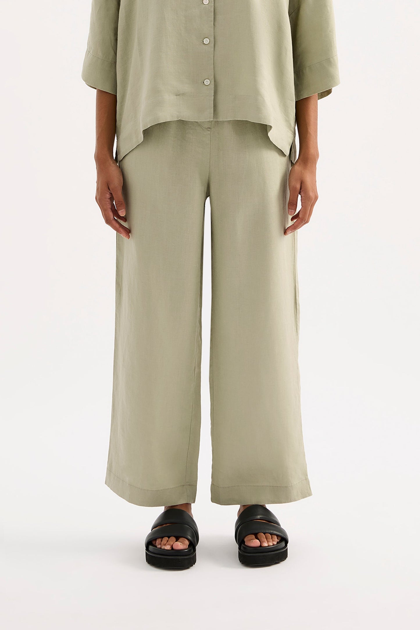LOUNGE LINEN CROP PANT
